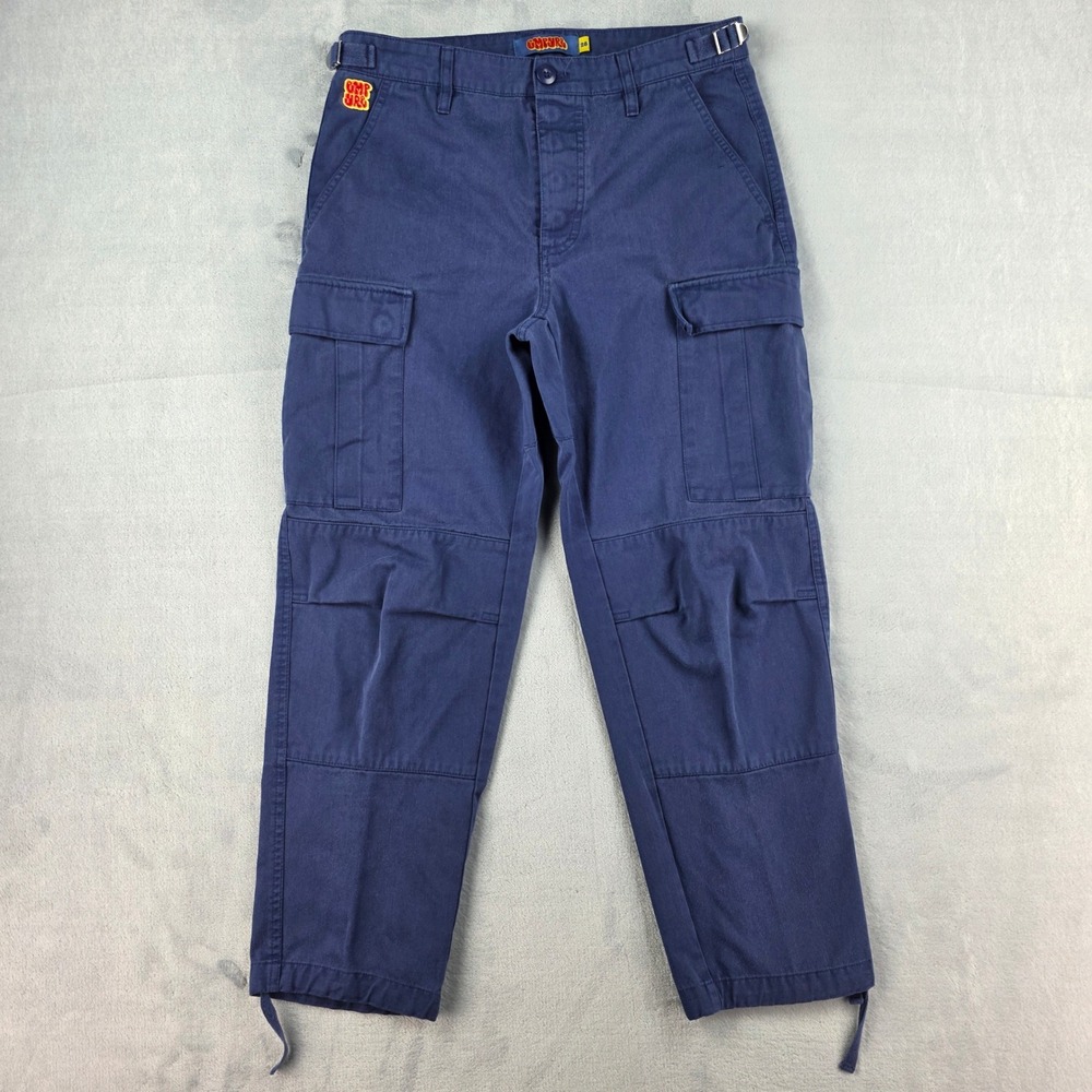 Empyre Relaxed Fit Cargo Pant Mens 28 Blue Cotton Blend Button Fly Utility Skate
